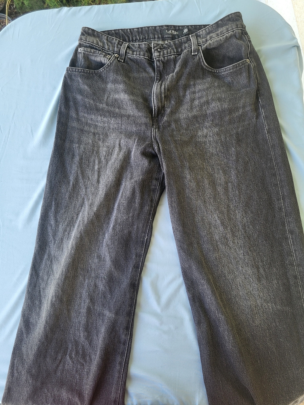 Lauren Ralph Lauren Vintage Wash Black Wide Leg Jeans Size 12